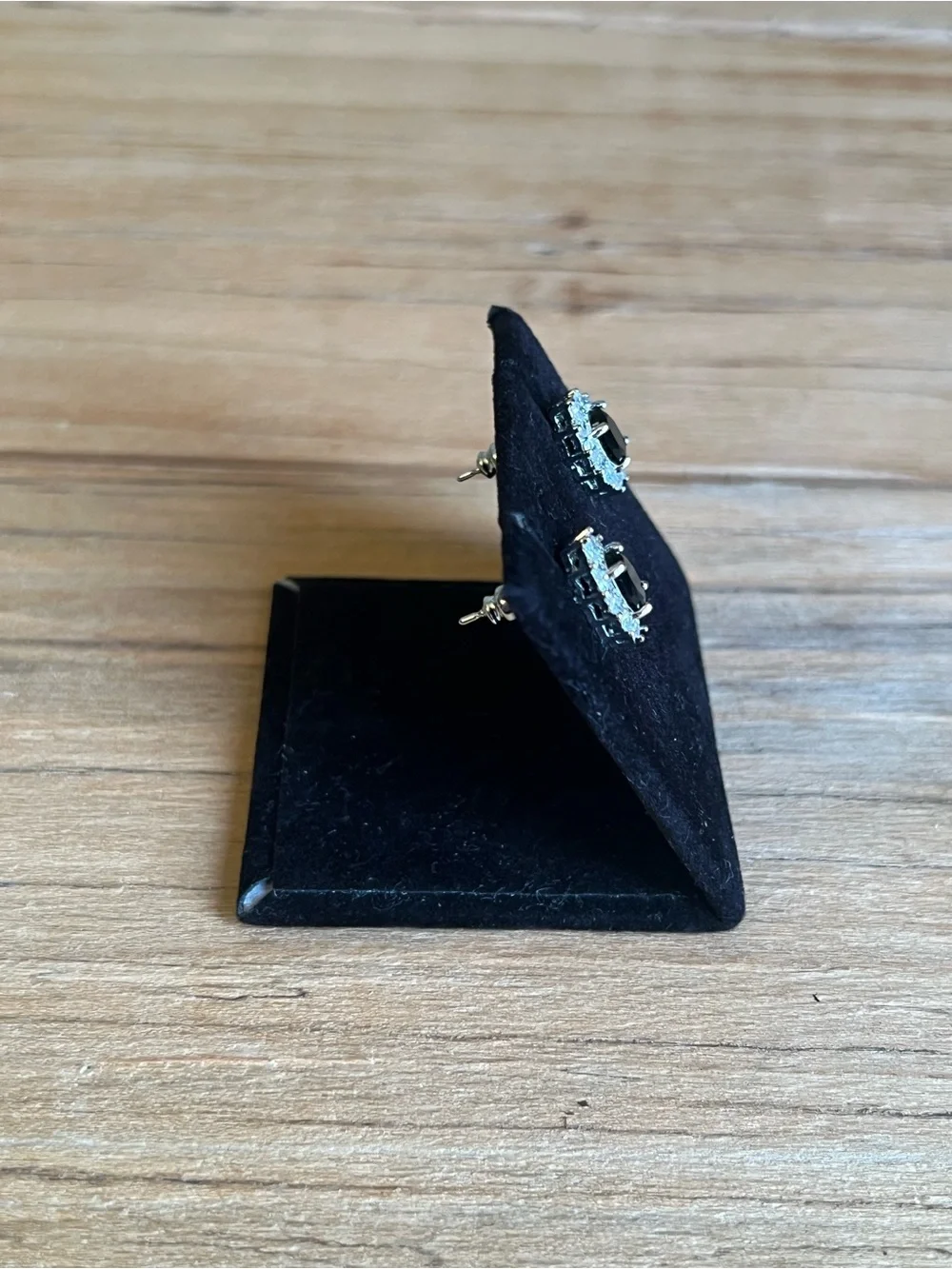 Silver Tone Classic Black Halo Stud Earrings With Clear Stone Accents
